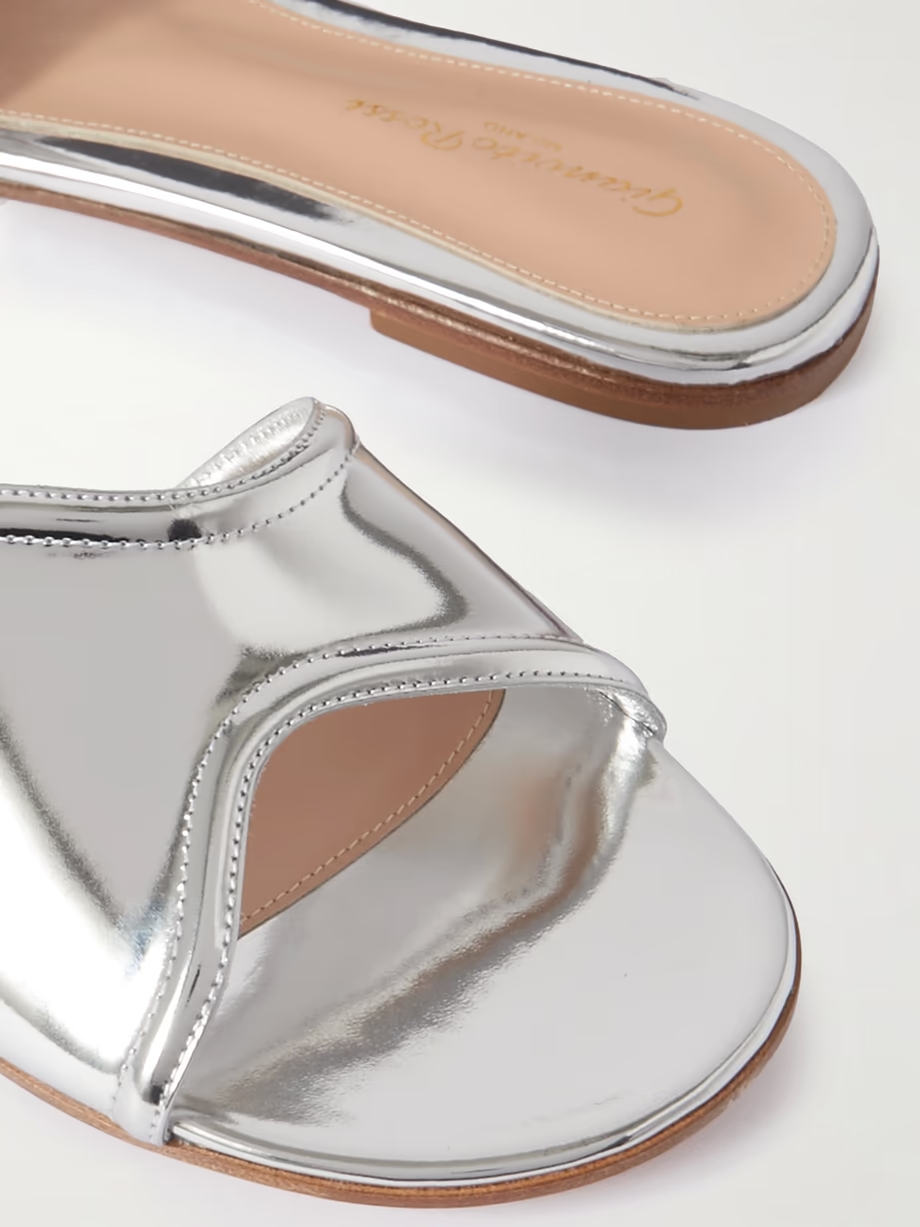 Mirrored-leather slides