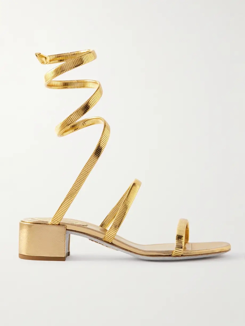 Omega crystal-embellished gold-tone sandals