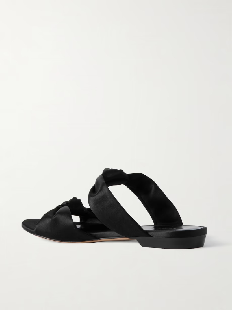 Knot Flat satin sandals