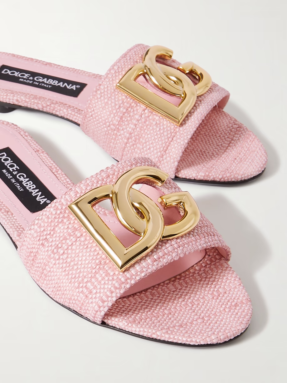 Bianca logo-embellished raffia slides