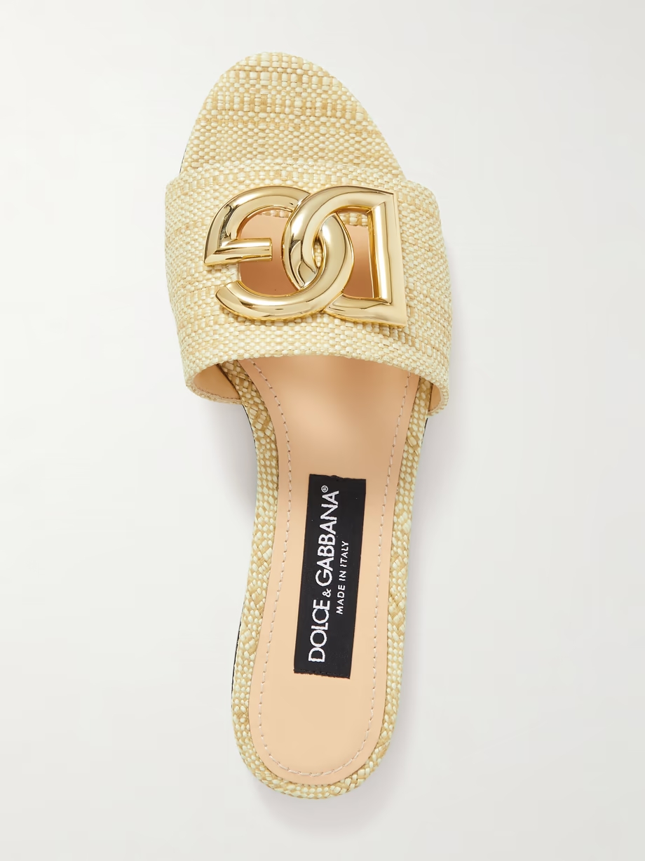 Bianca logo-embellished raffia slides