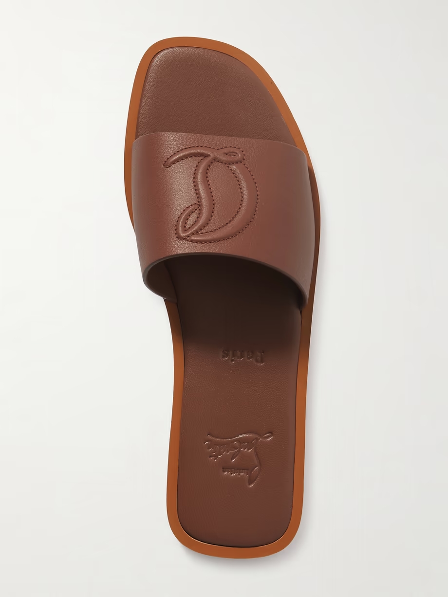 CL logo-embossed leather slides