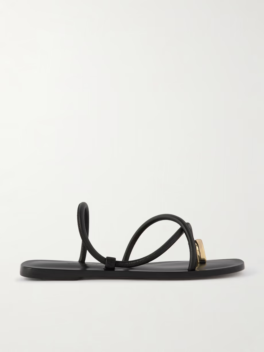 Laurie gold-tone and leather sandals