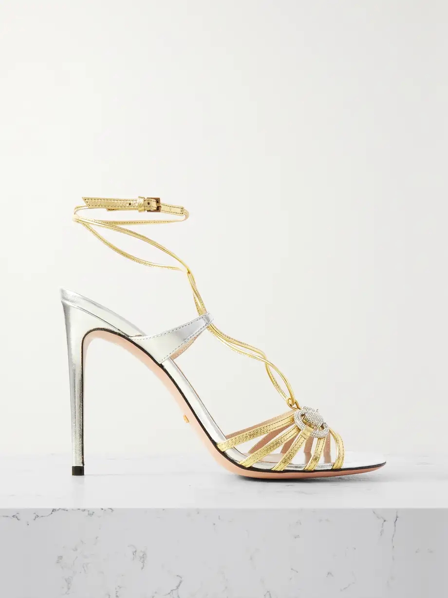 Whona crystal-embellished metallic leather sandals