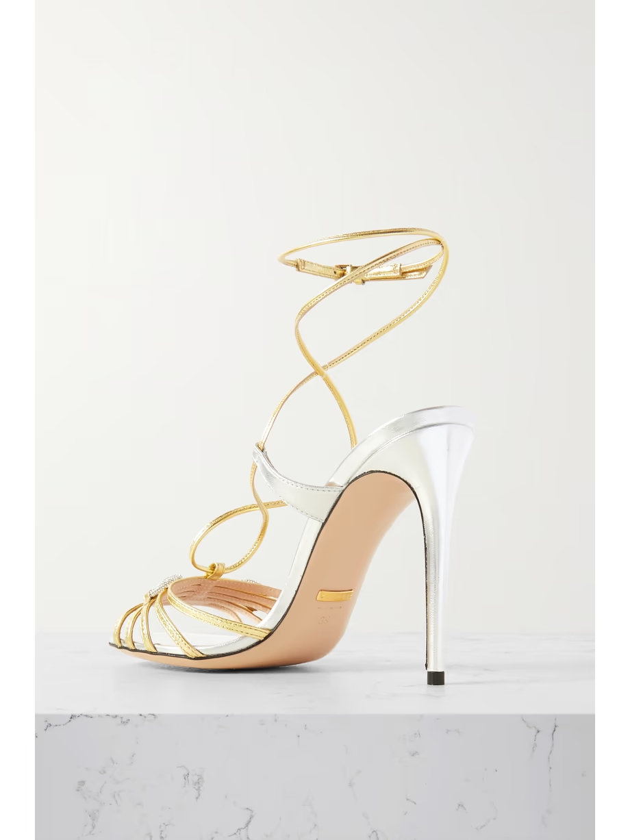 Whona crystal-embellished metallic leather sandals