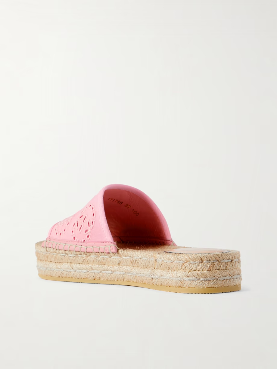 Damita broderie anglaise canvas espadrille platform slides