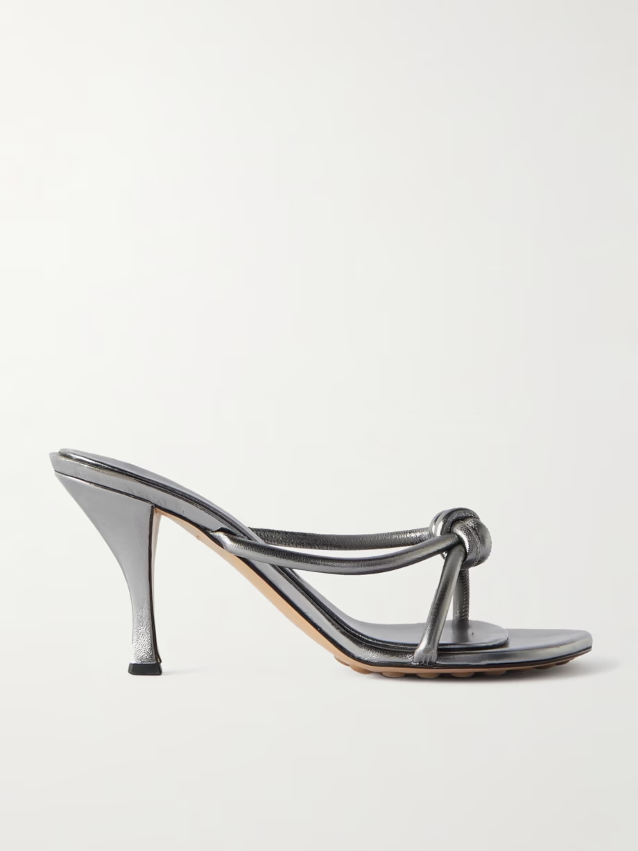 Blink knotted metallic leather mules