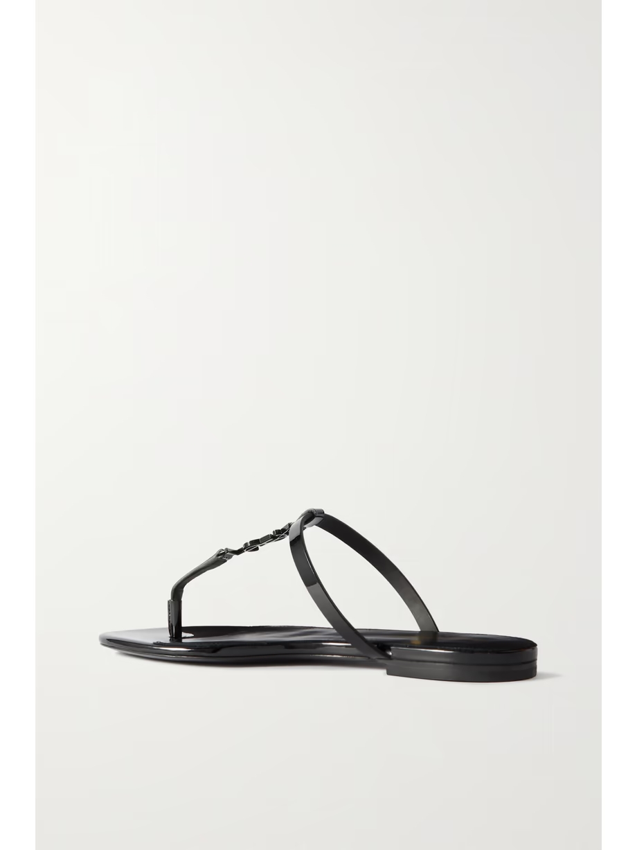 Cassandra logo-embellished patent-leather sandals