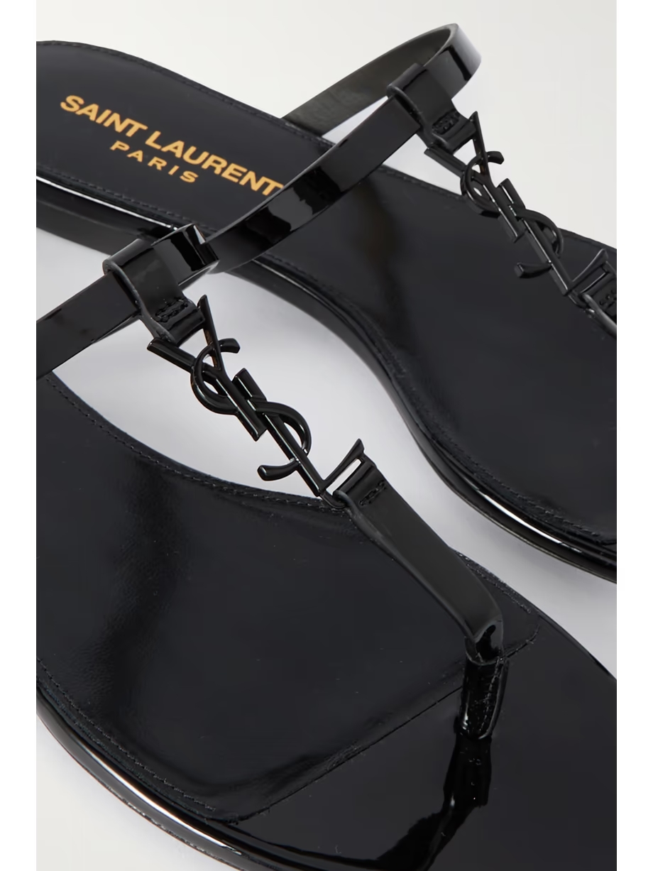 Cassandra logo-embellished patent-leather sandals