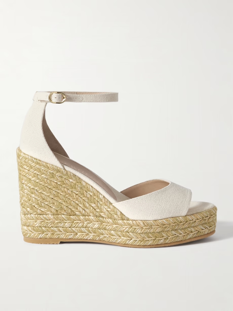 Linen espadrille wedge sandals