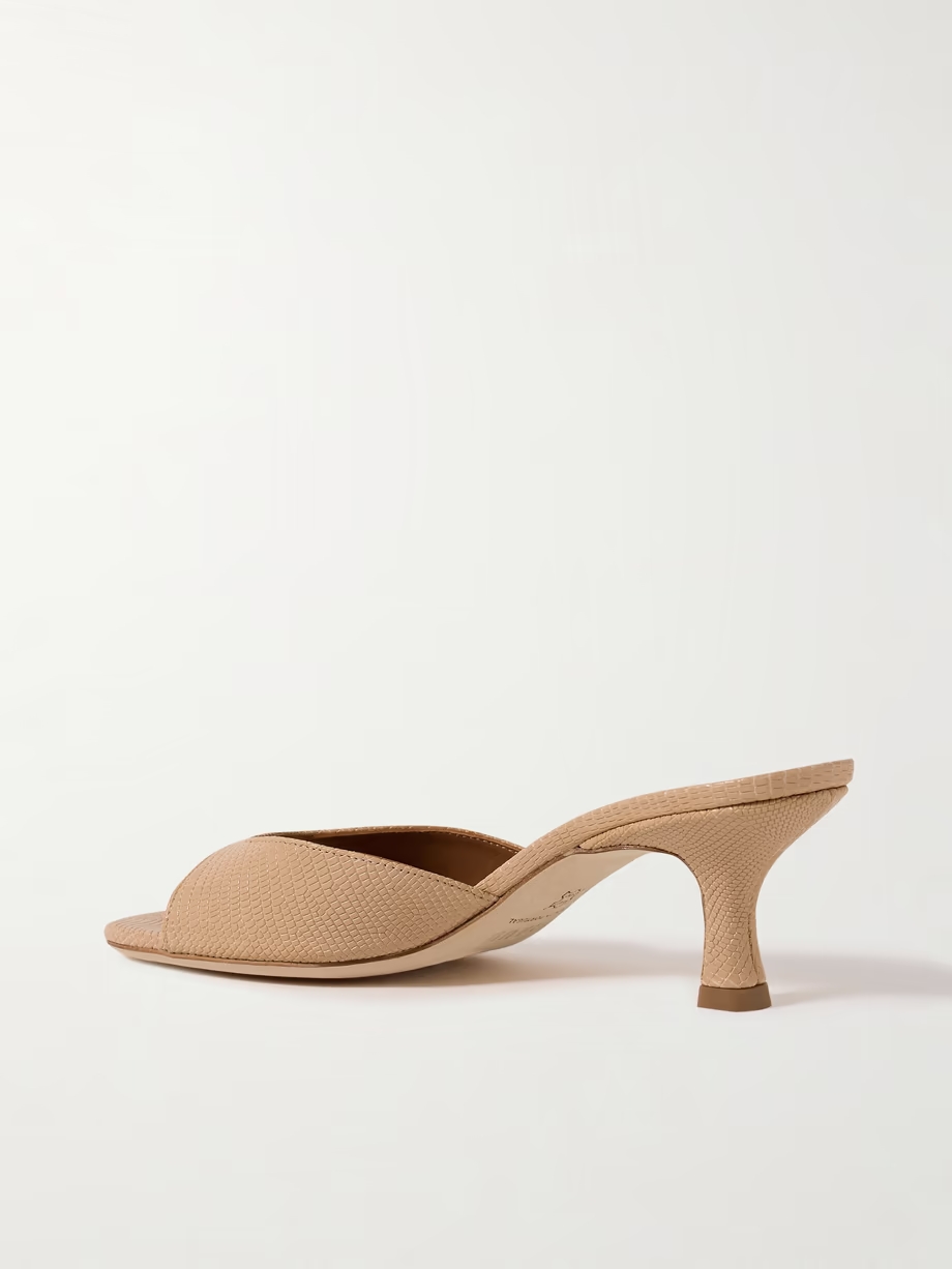 Brigitte snake-effect leather mules