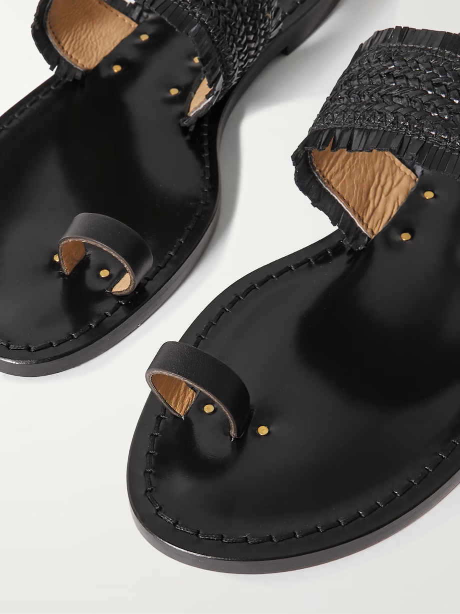 The Shela fringed braided leather slides