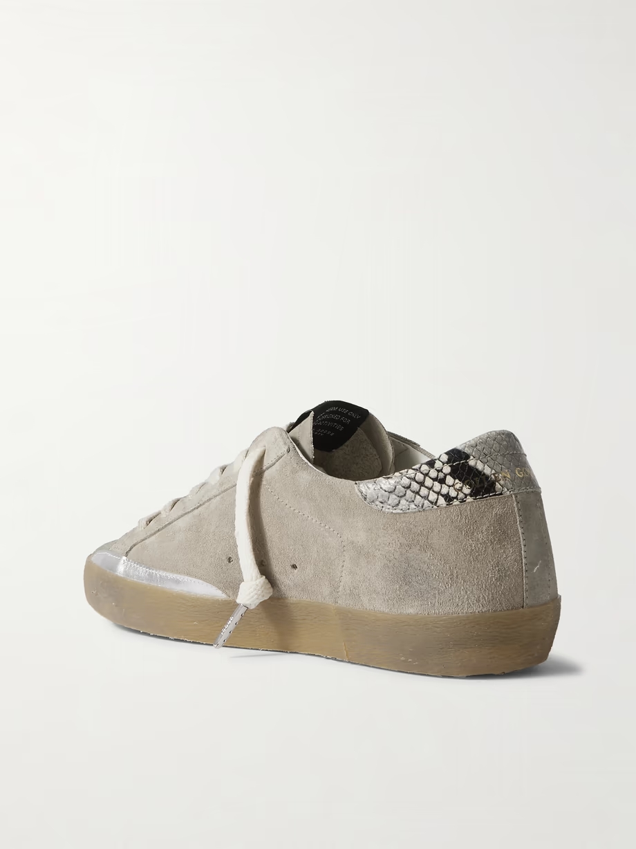 Super-Star snake-effect leather-trimmed suede sneakers