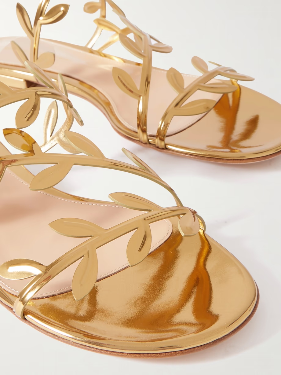 Metallic leather sandals