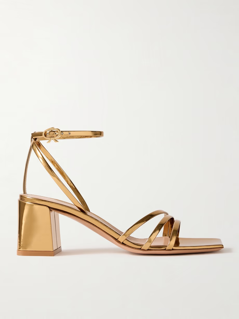 Metal 55 metallic patent-leather sandals