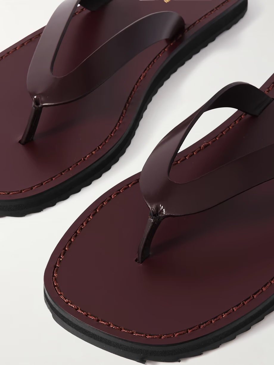 City leather flip flops