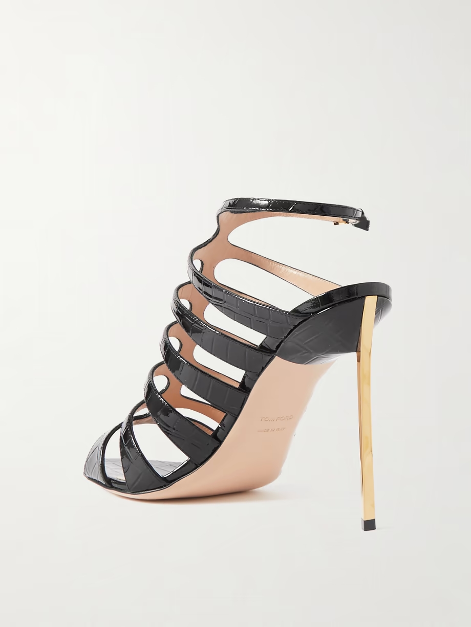 Carine croc-effect patent-leather sandals