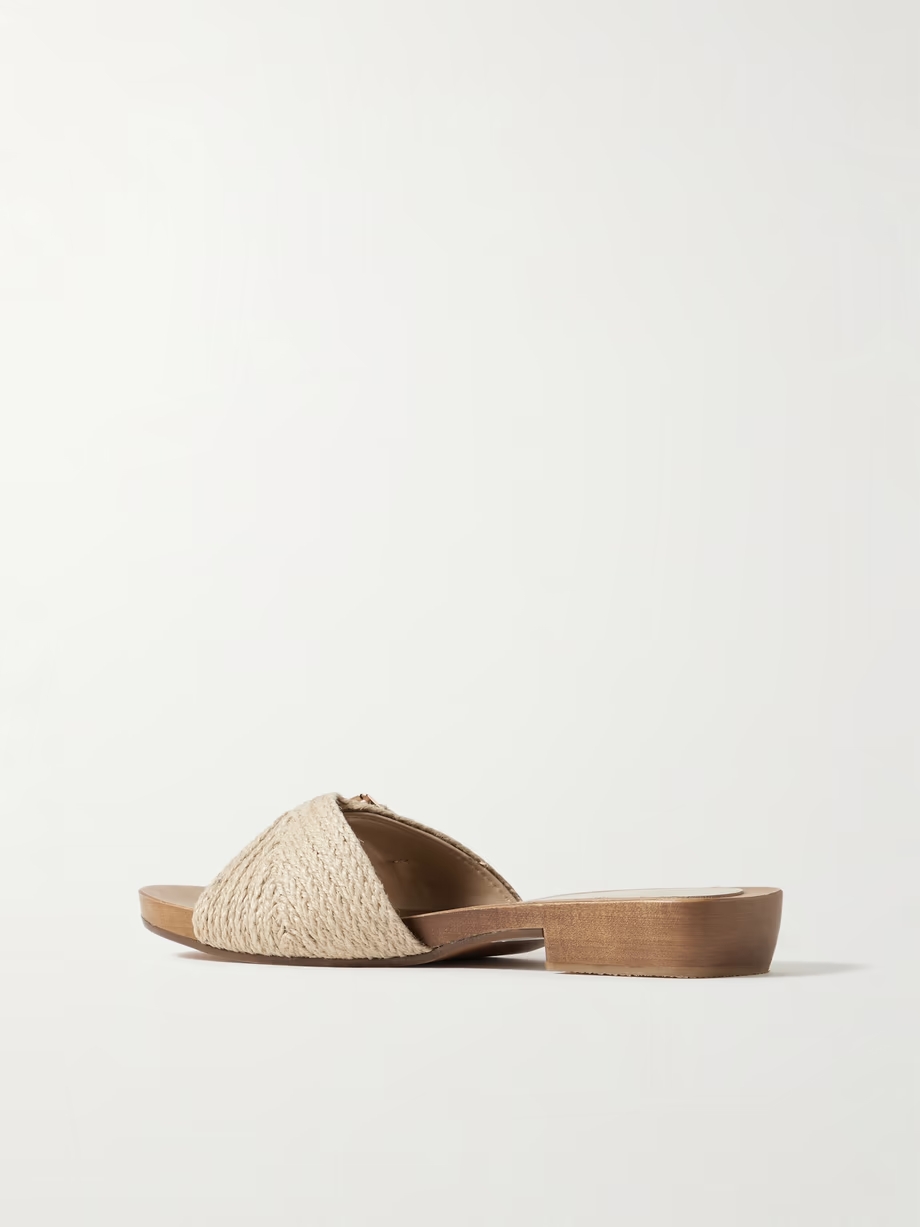 Clover buckled jute slides