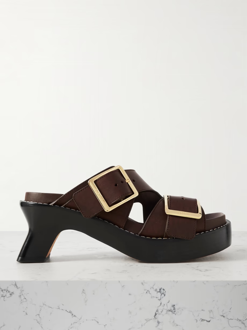 Ease buckled leather mules