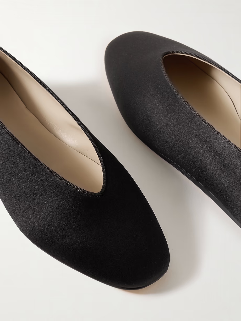 Regency grosgrain-trimmed satin ballet flats