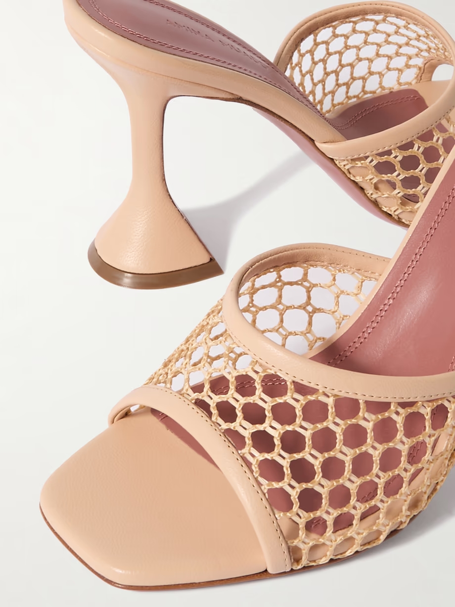 Lupita fishnet and leather mules