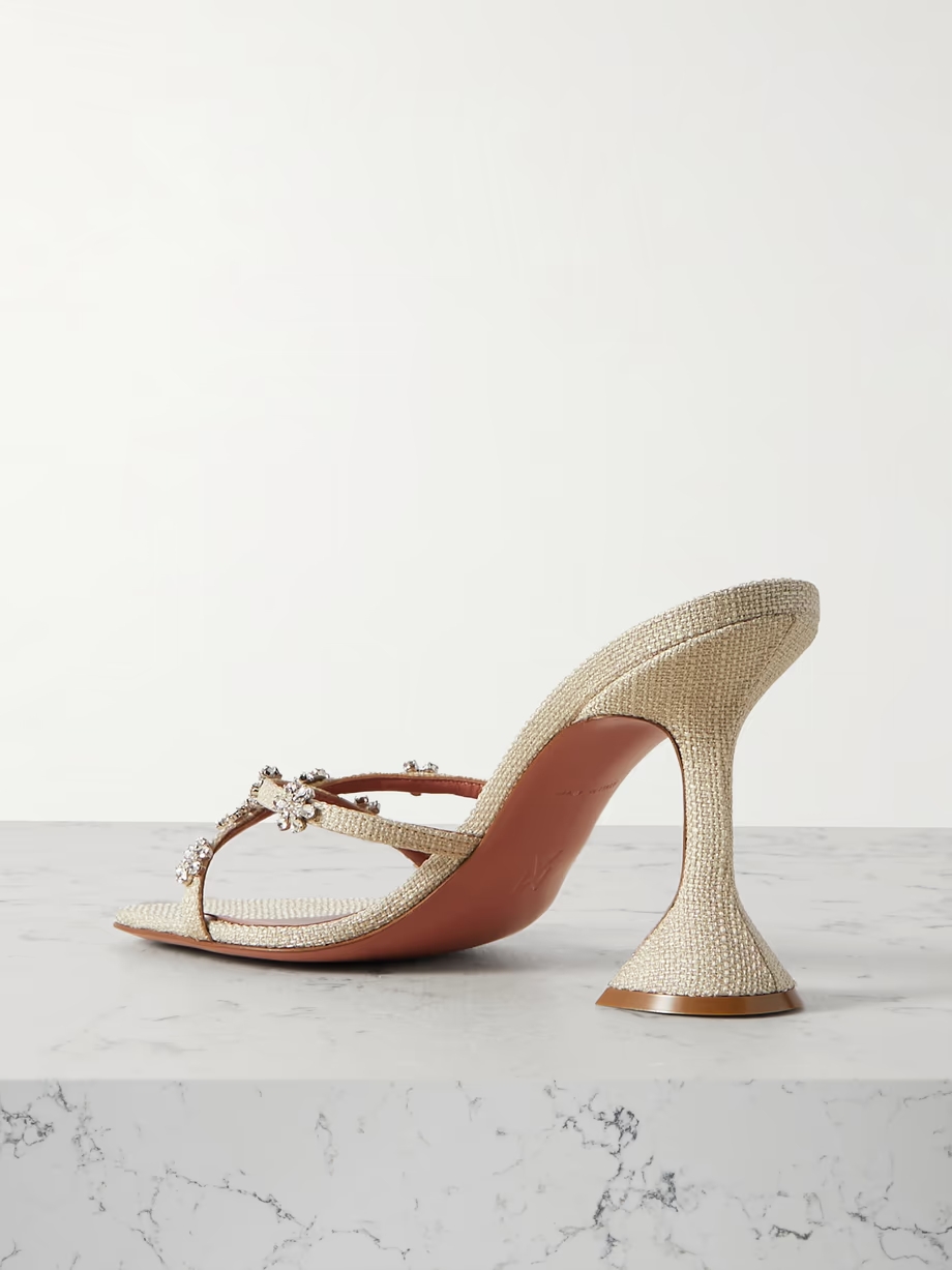 Lily crystal-embellished canvas mules