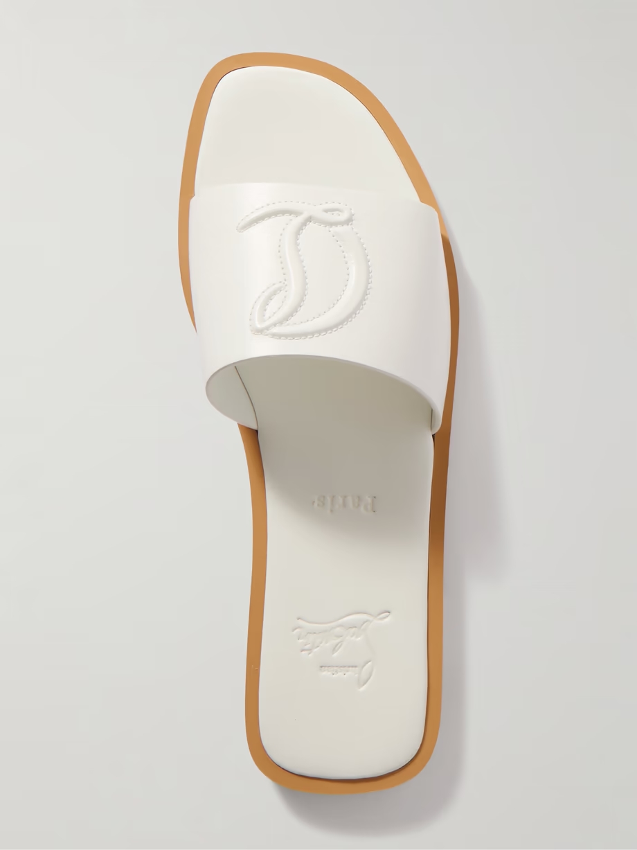 CL logo-embossed leather slides