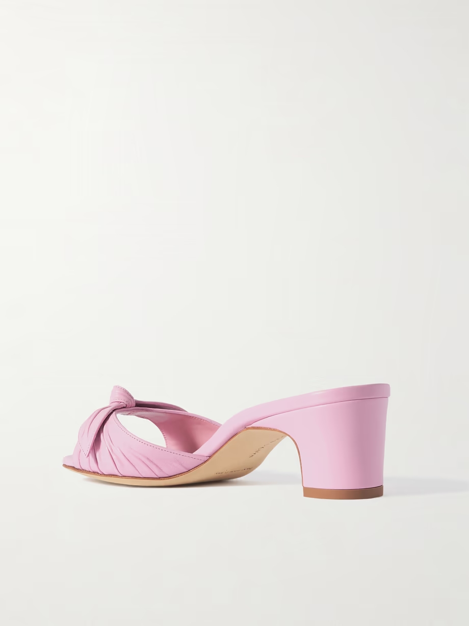 Lolloso 50 bow-detailed ruched leather mules