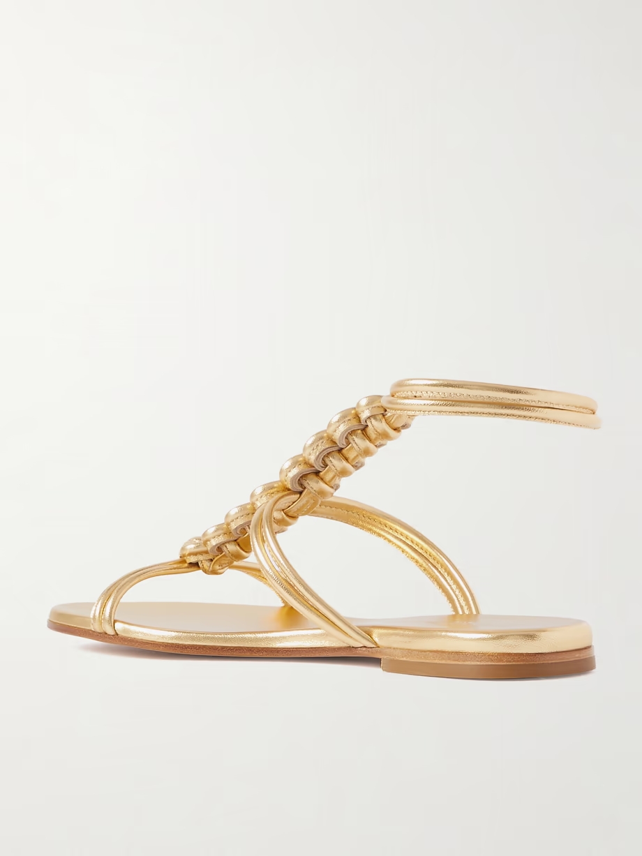 Capua metallic braided leather sandals