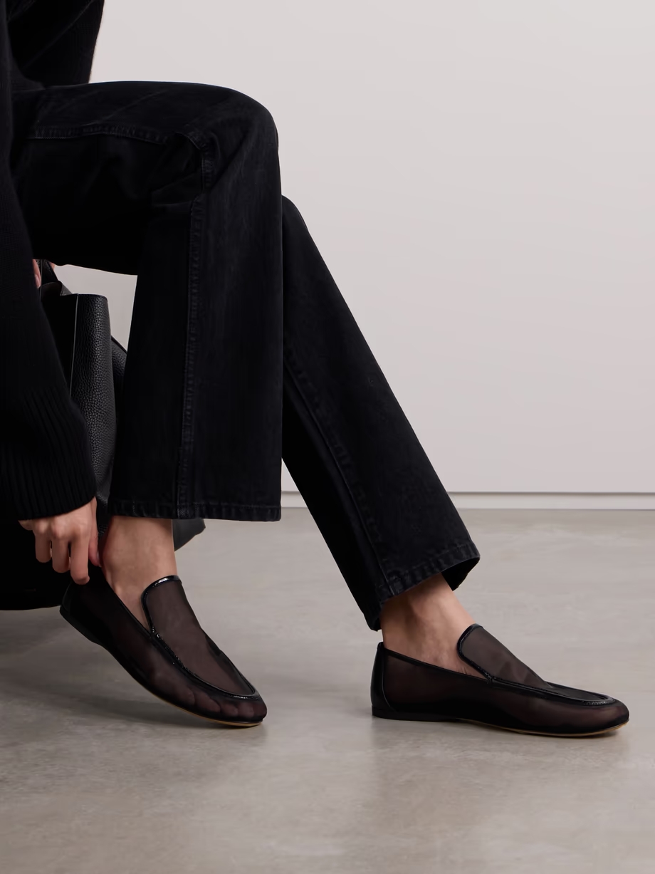 Alessio leather-trimmed mesh loafers