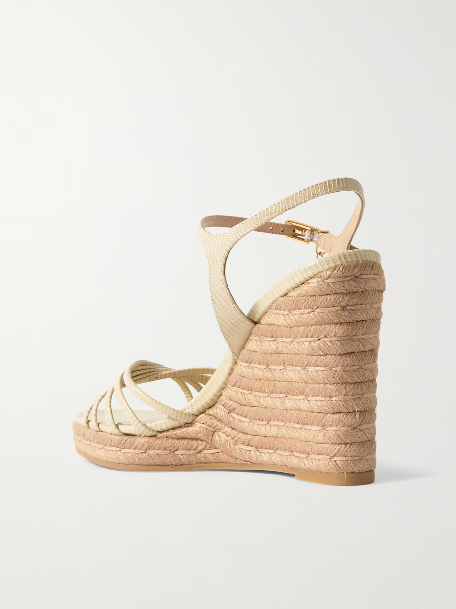 Cabana lizard-effect leather espadrille wedge sandals