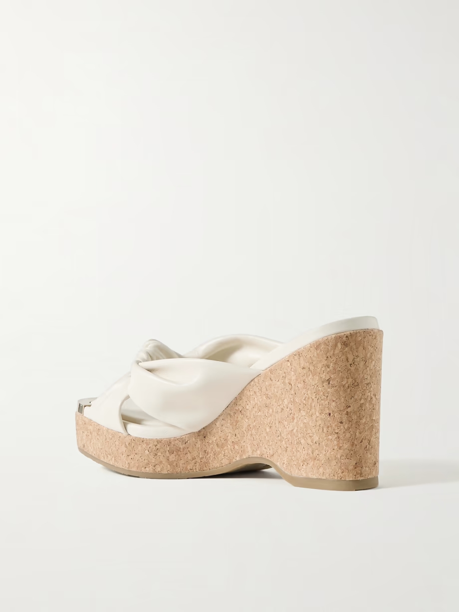 Avenue 110 knotted leather platform wedge mules