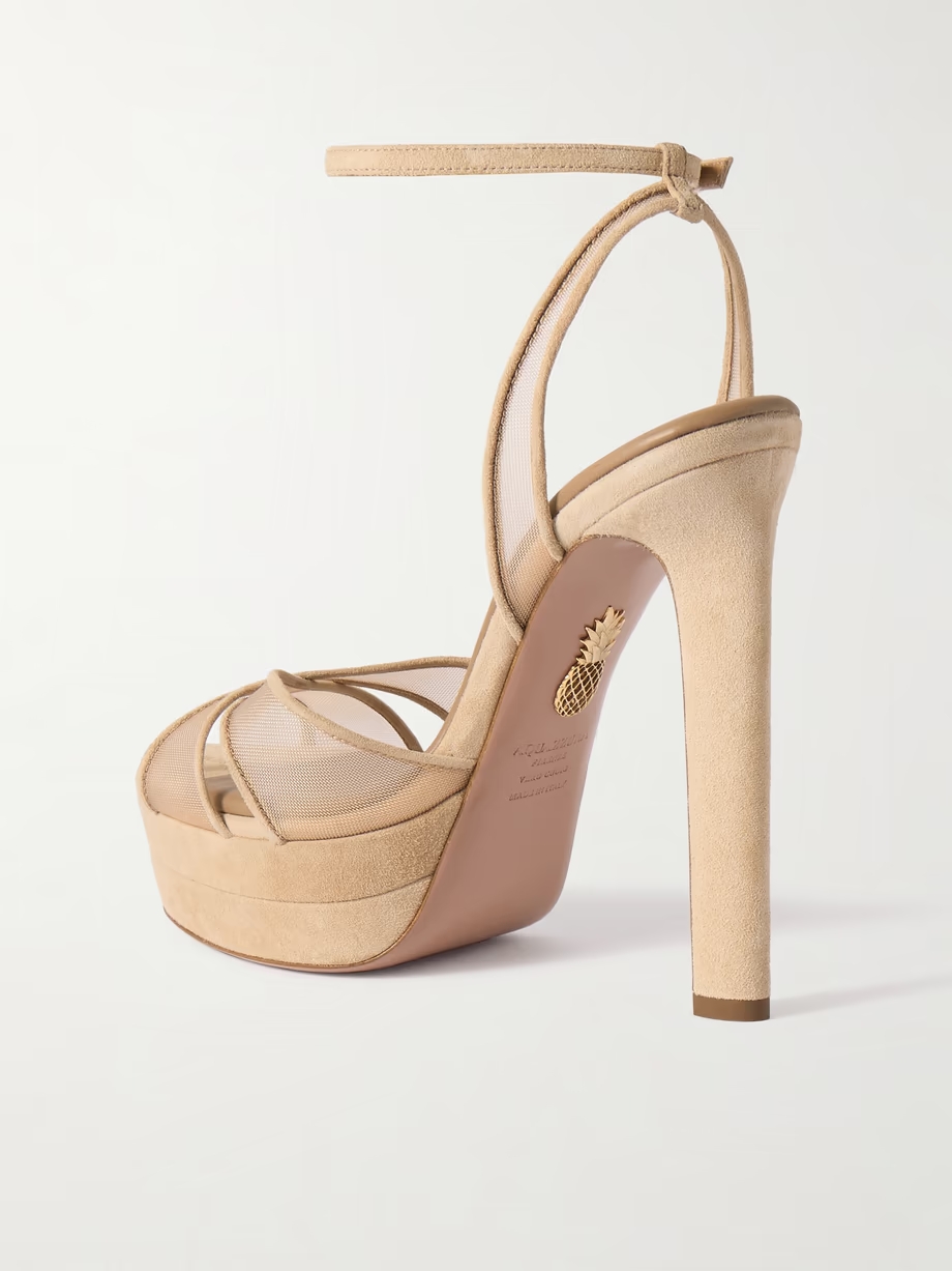 Divine Plateau 130 suede and tulle platform sandals