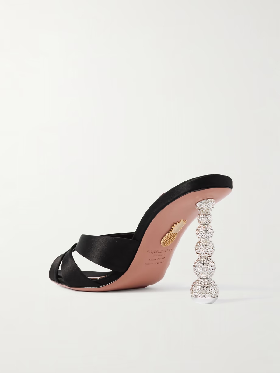 Yes Baby 95 crystal-embellished satin mules