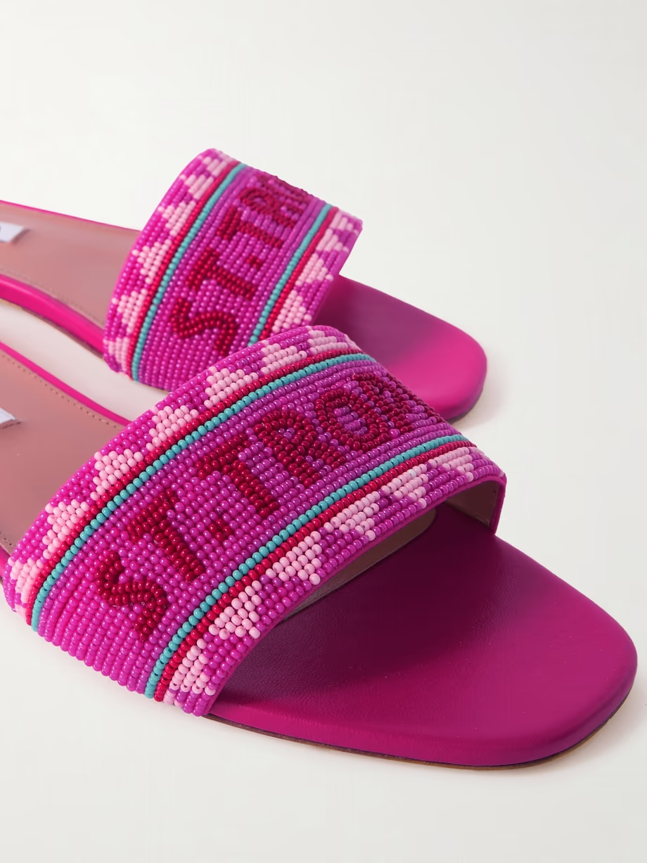 St. Tropez beaded leather slides