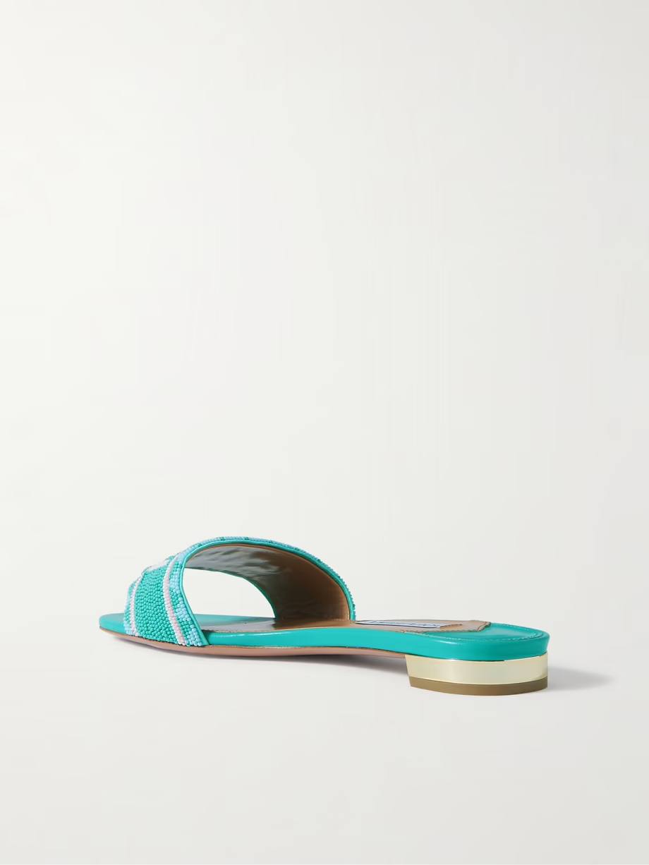 Capri beaded leather slides