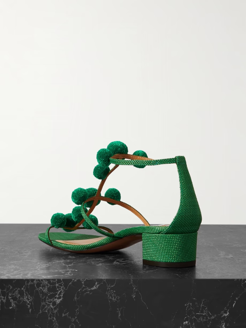 Fiesta 35 pompom-embellished raffia sandals