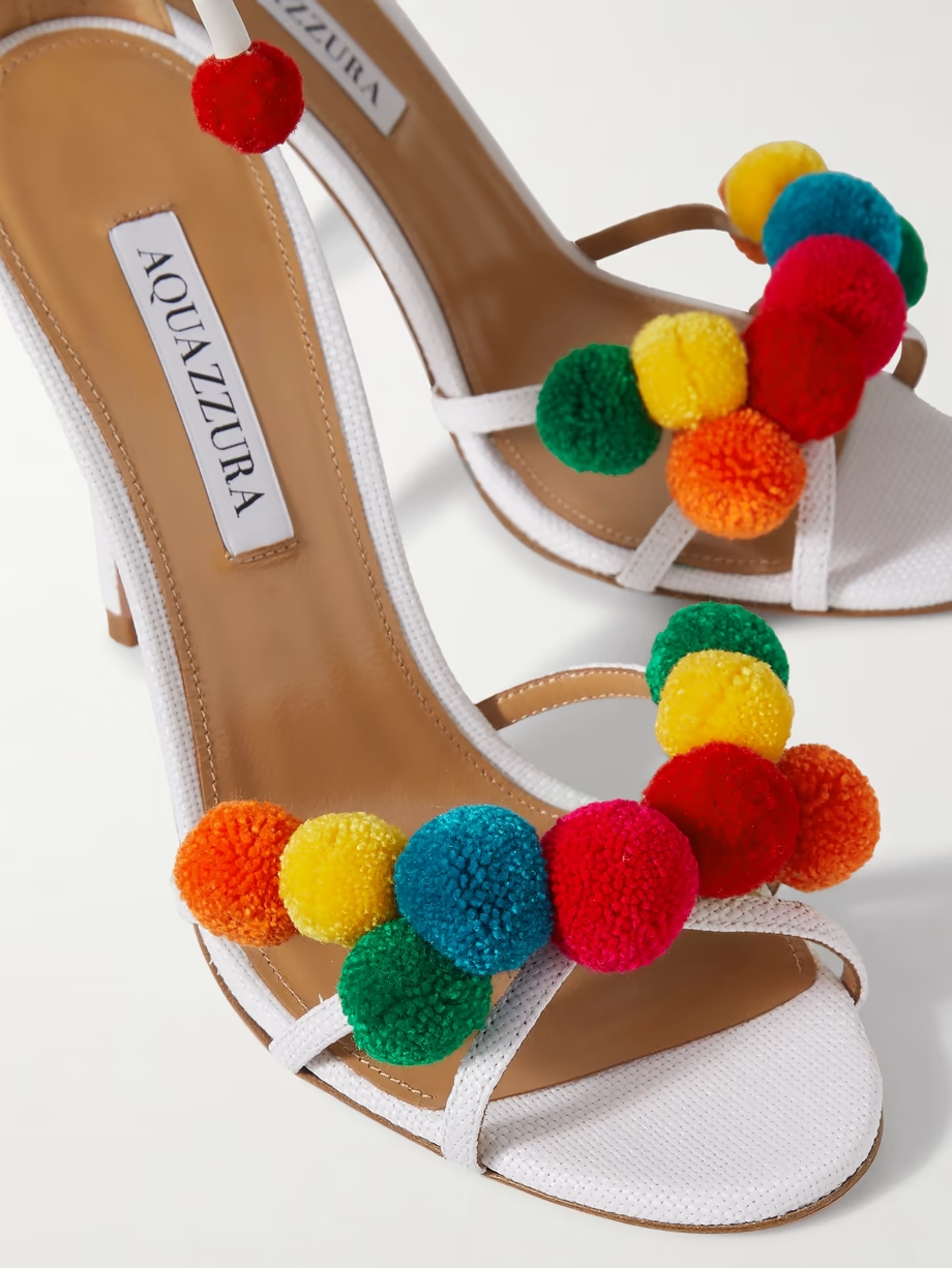 Fiesta 105 embellished raffia and leather sandals