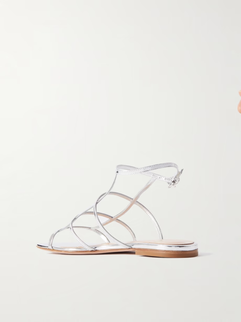 Metallic leather sandals