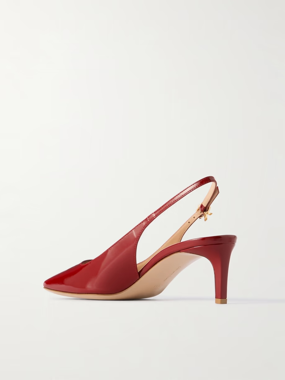 Nuit 55 glossed-leather slingback pumps