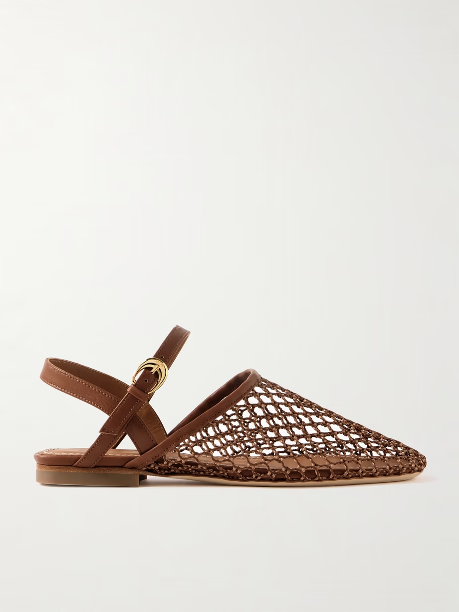 Rete crocheted and leather sandals