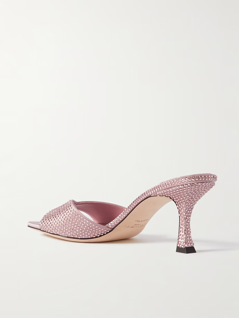 Skye 70 crystal-embellished satin mules