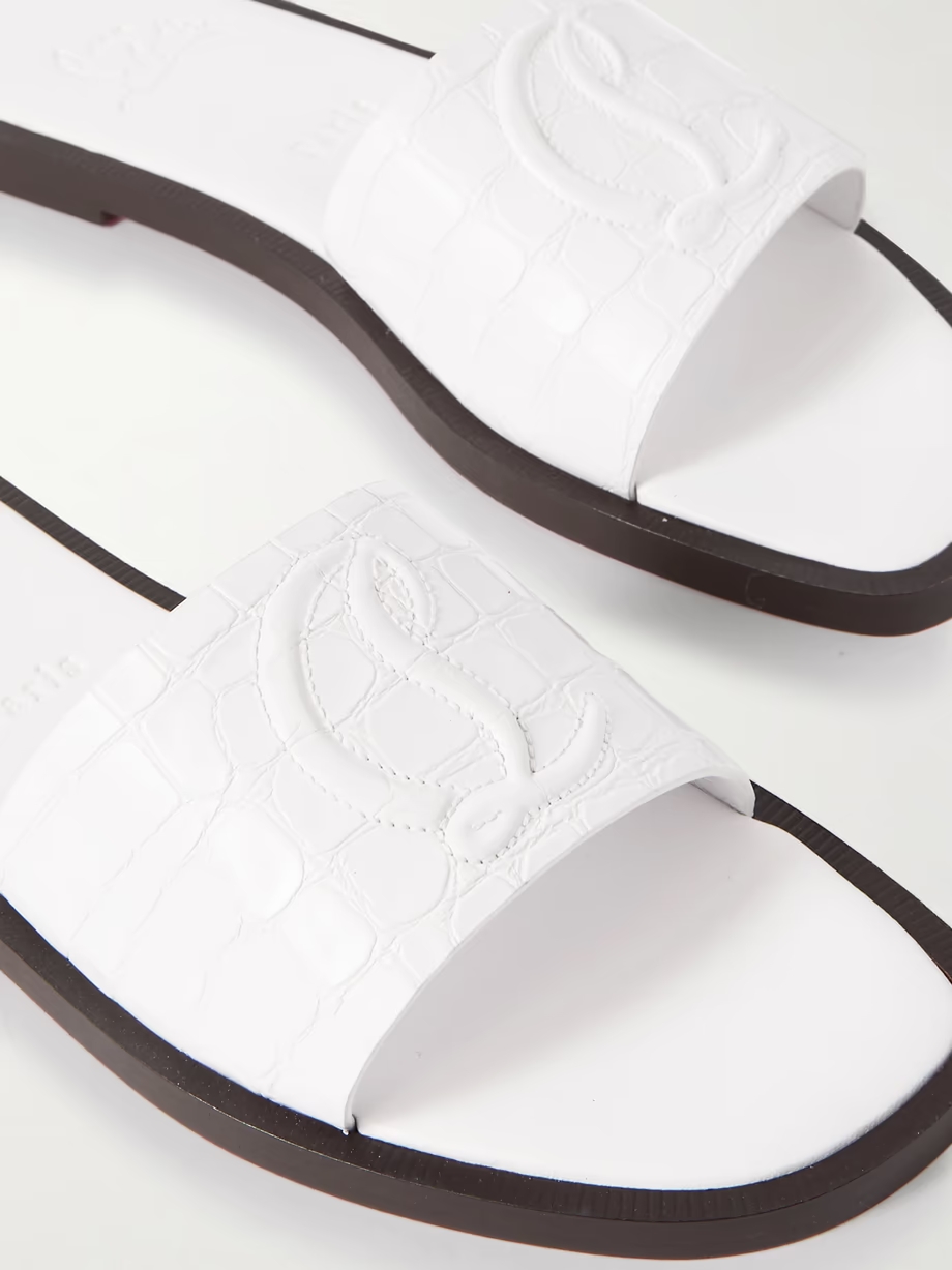 CL croc-effect patent-leather slides