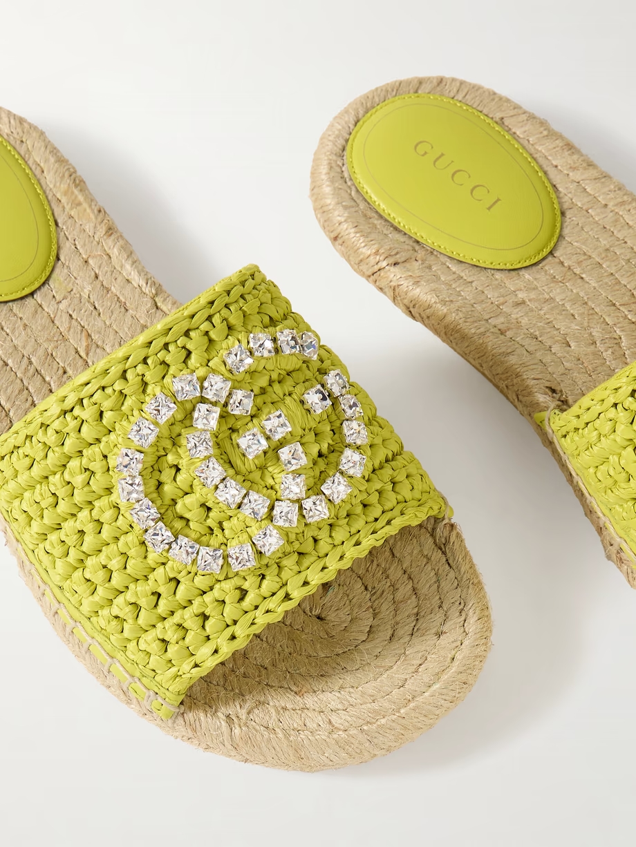 Cora crystal-embellished raffia espadrille sandals