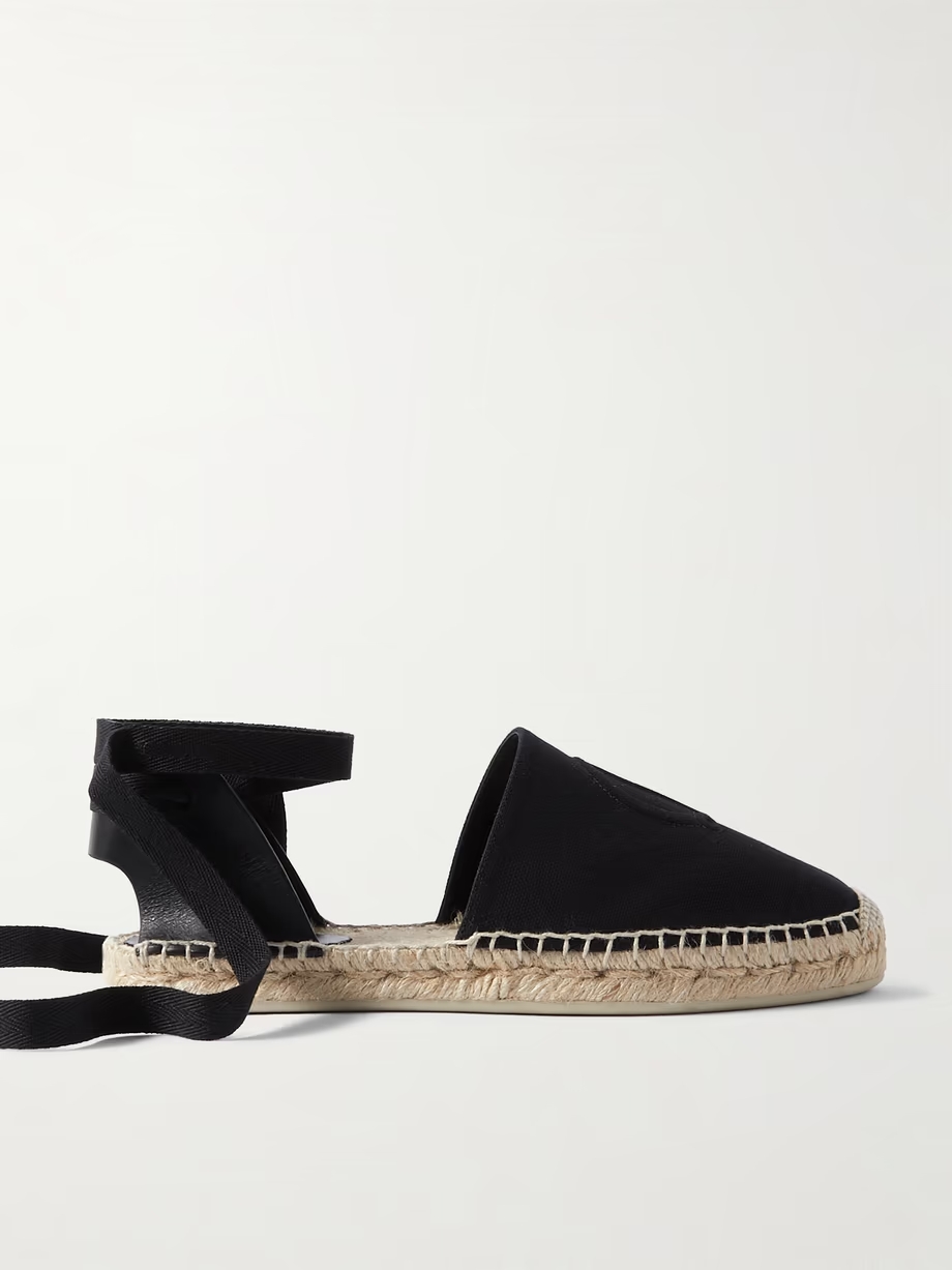 Nanou Lace leather-trimmed canvas espadrilles