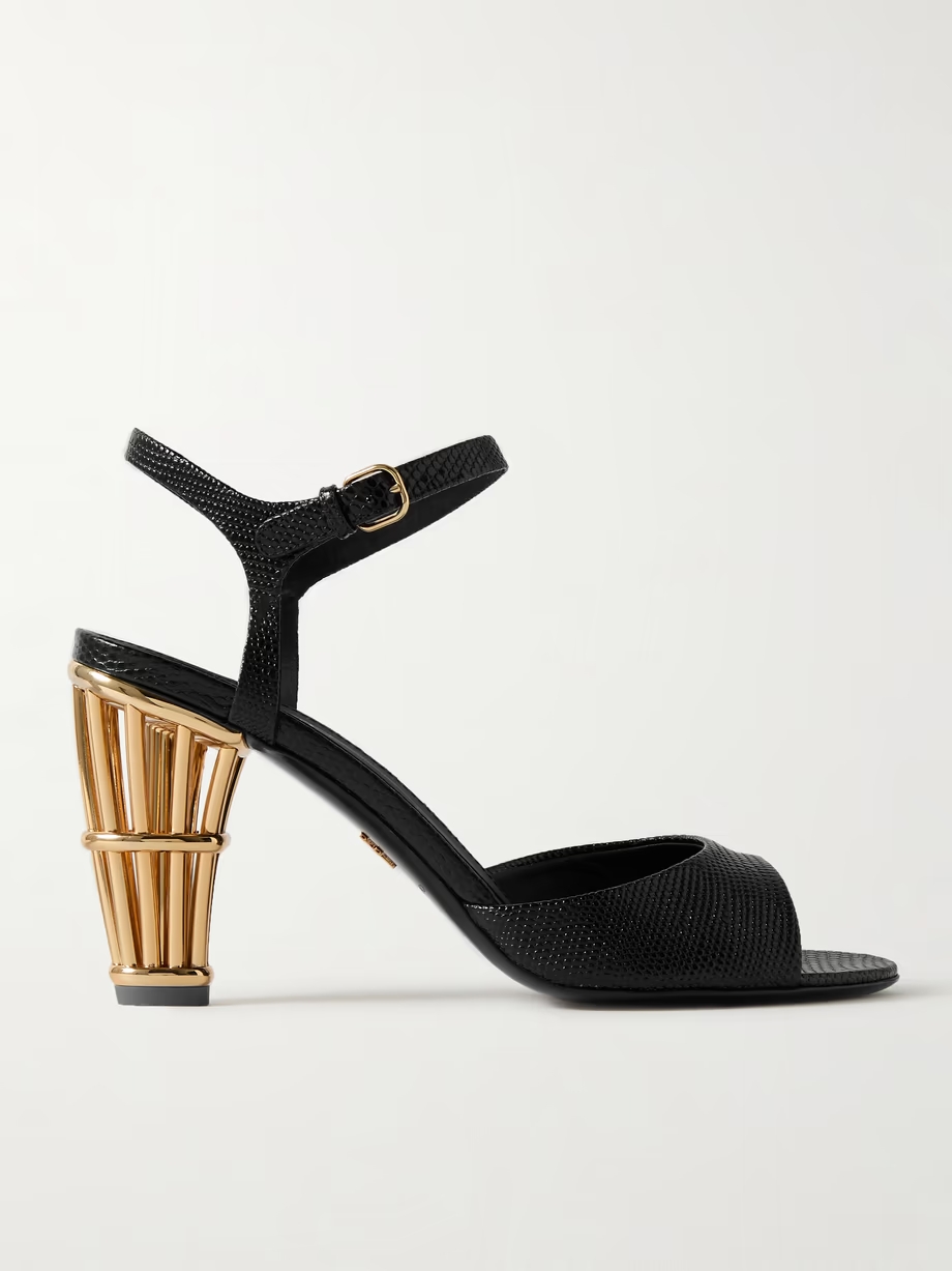 Nikla lizard-effect leather sandals