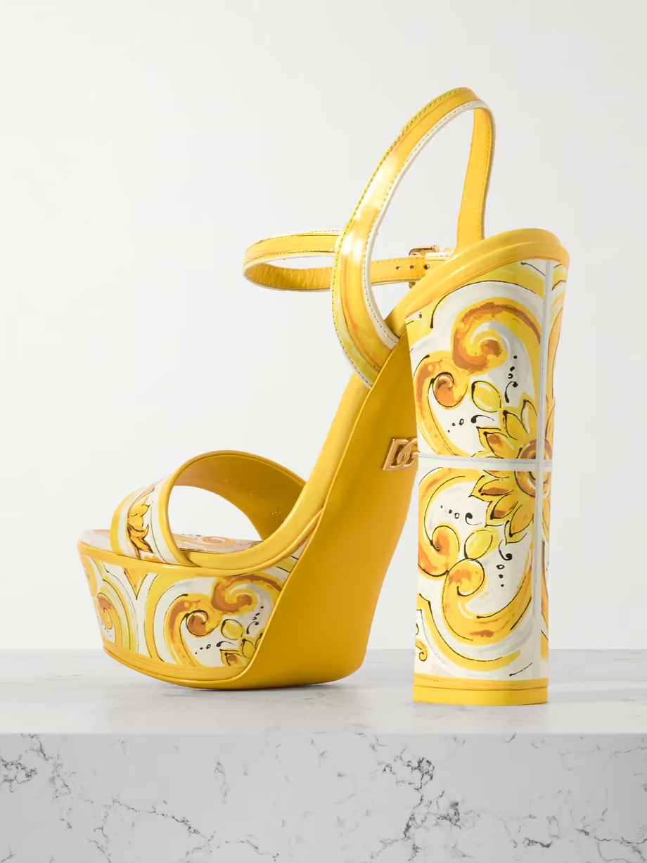 Keira printed leather platform sandals