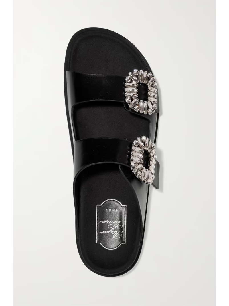 Slidy Viv crystal-embellished leather slides