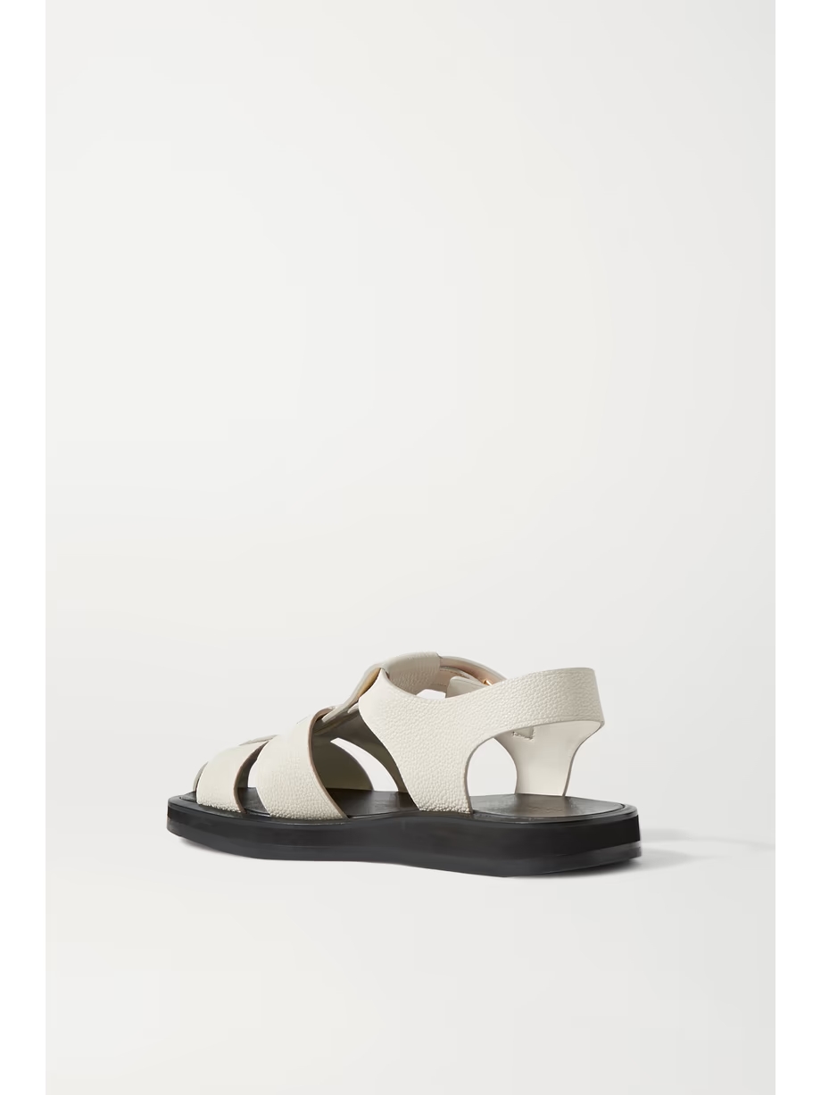 Fisherman woven textured-leather sandals