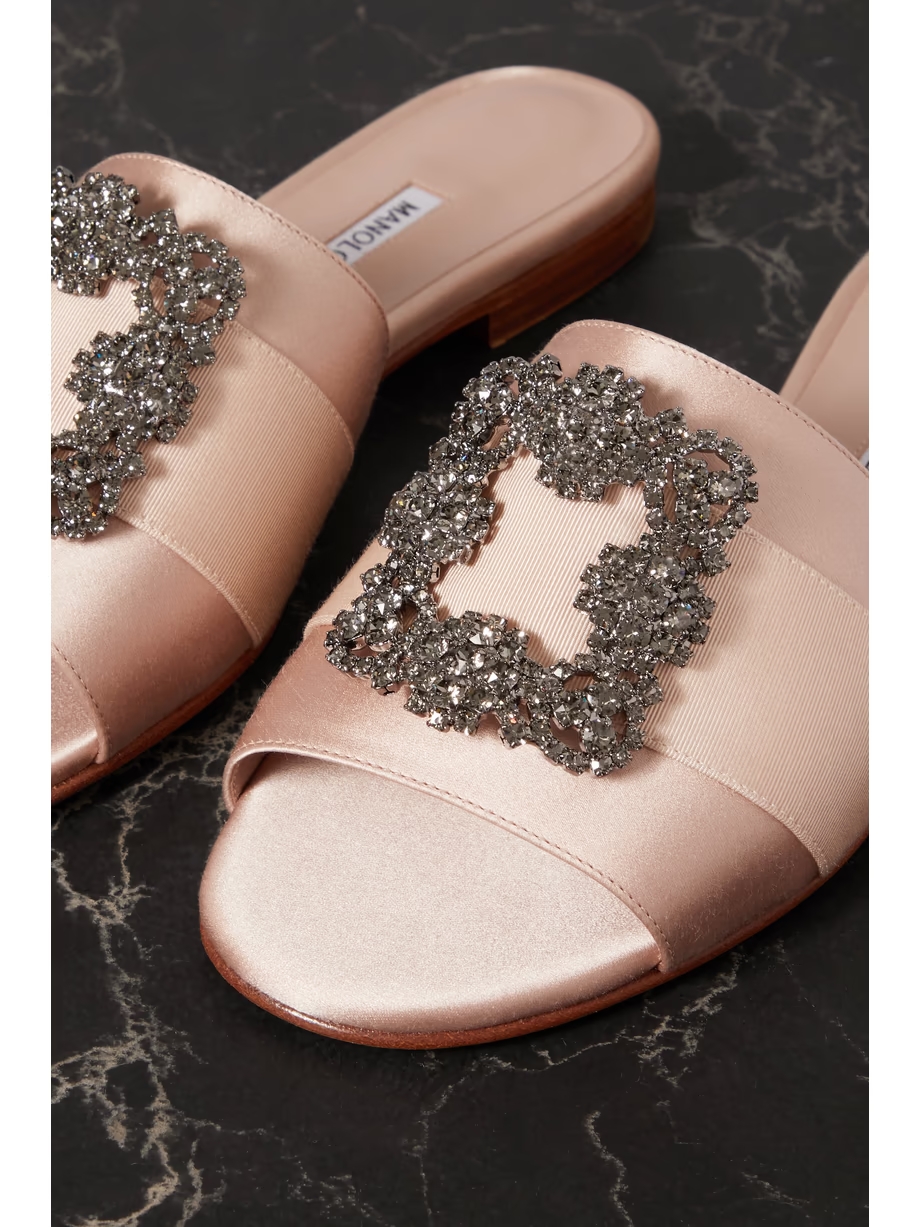 Martamod embellished grosgrain-trimmed satin slides